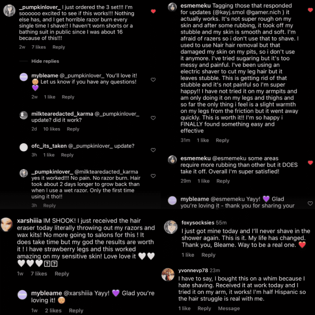 PuraPulse conversion PDP social comments grid